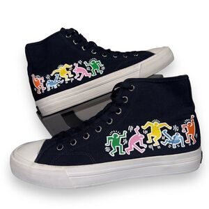 H&M x Keith Haring Canvas High Top Sneakers Navy / Multicolor Men's 9